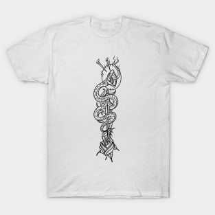 Traditional Snake & Rose Tattoo T-Shirt